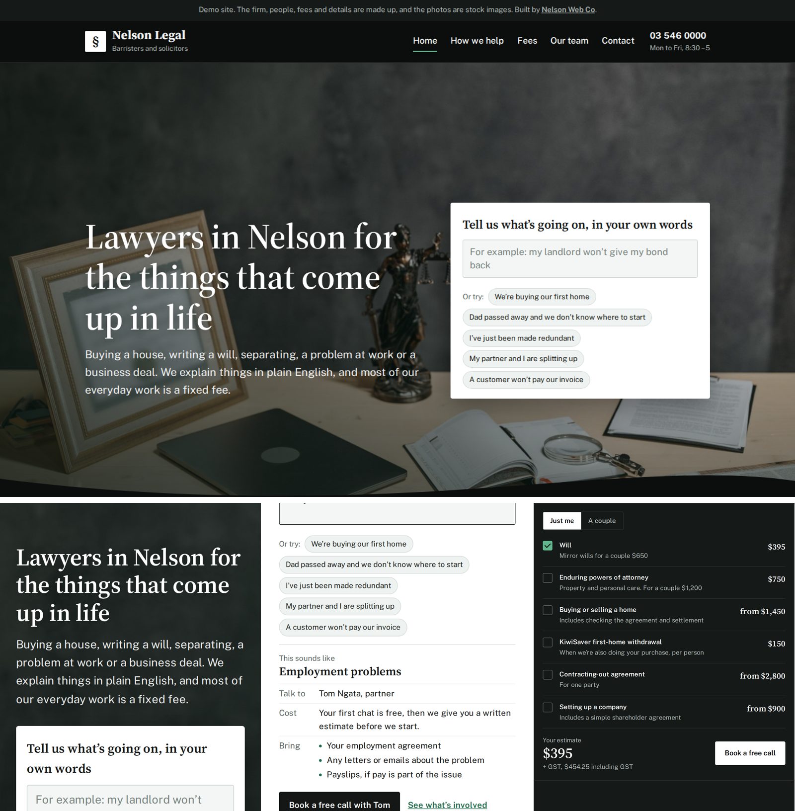 Nelson Legal website, law firm demo