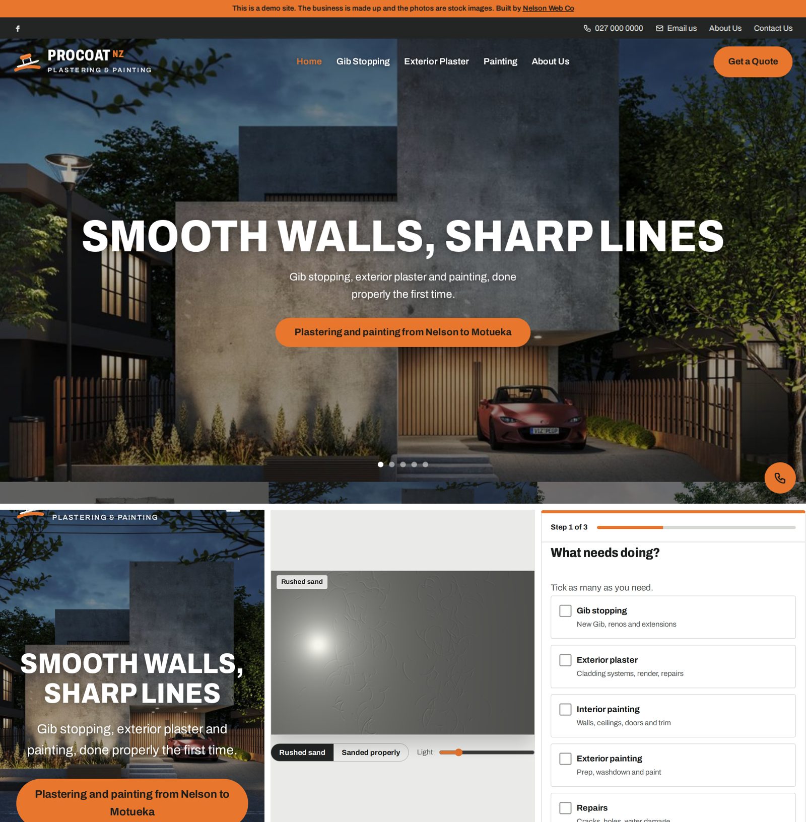 Procoat NZ website, plastering and painting demo